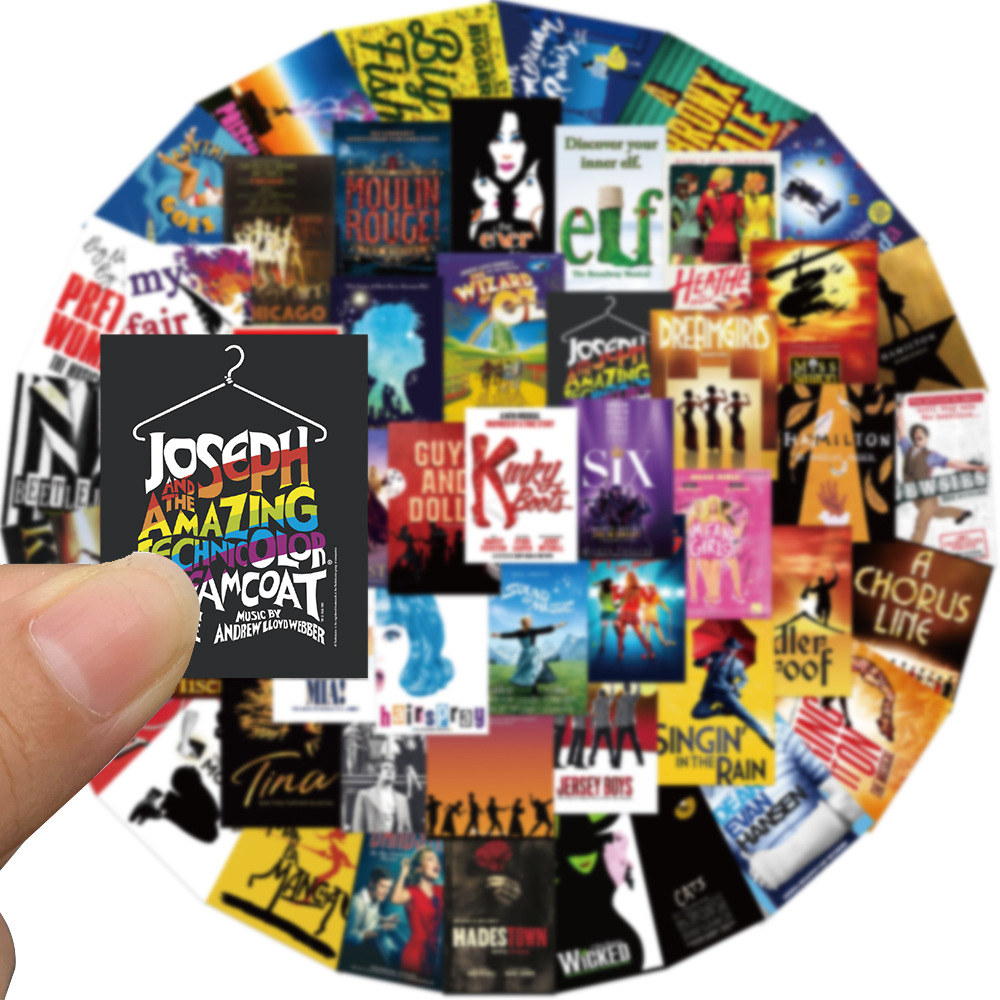 10/50Pcs Classic Cat Musical Poster Stickers Broadway Music Poster Sticker Notebook Phone Laptop Skateboard Suitcase Decals