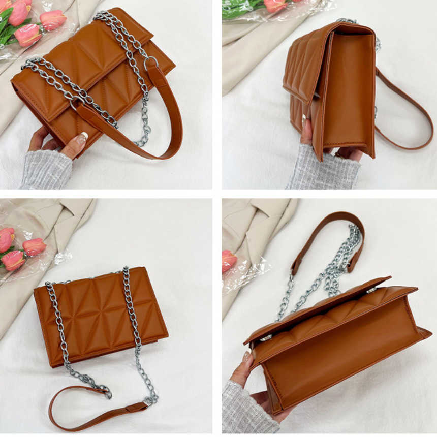 Shoulder Bags Autumn Women Diamond Grid Crossbody Bags Niche Fashionable Chain Underarm Tote Bag Solid Color Single Shoulder Bag 241015