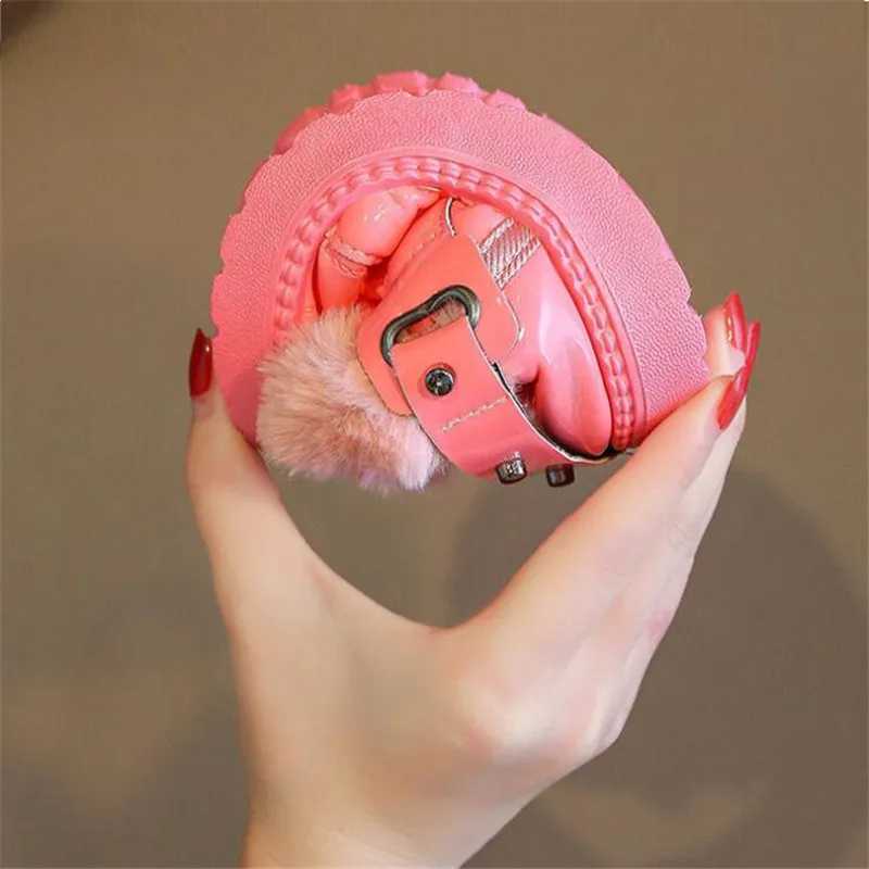 Winter childrens waterproof shoes plush girls snow boots warm shoes Pu leather flat strap childrens shoes outdoor snow boots M241102