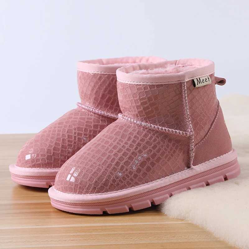 Womens genuine leather boots womens baby boots snow boots childrens shoes warm plush winter childrens boots M241102