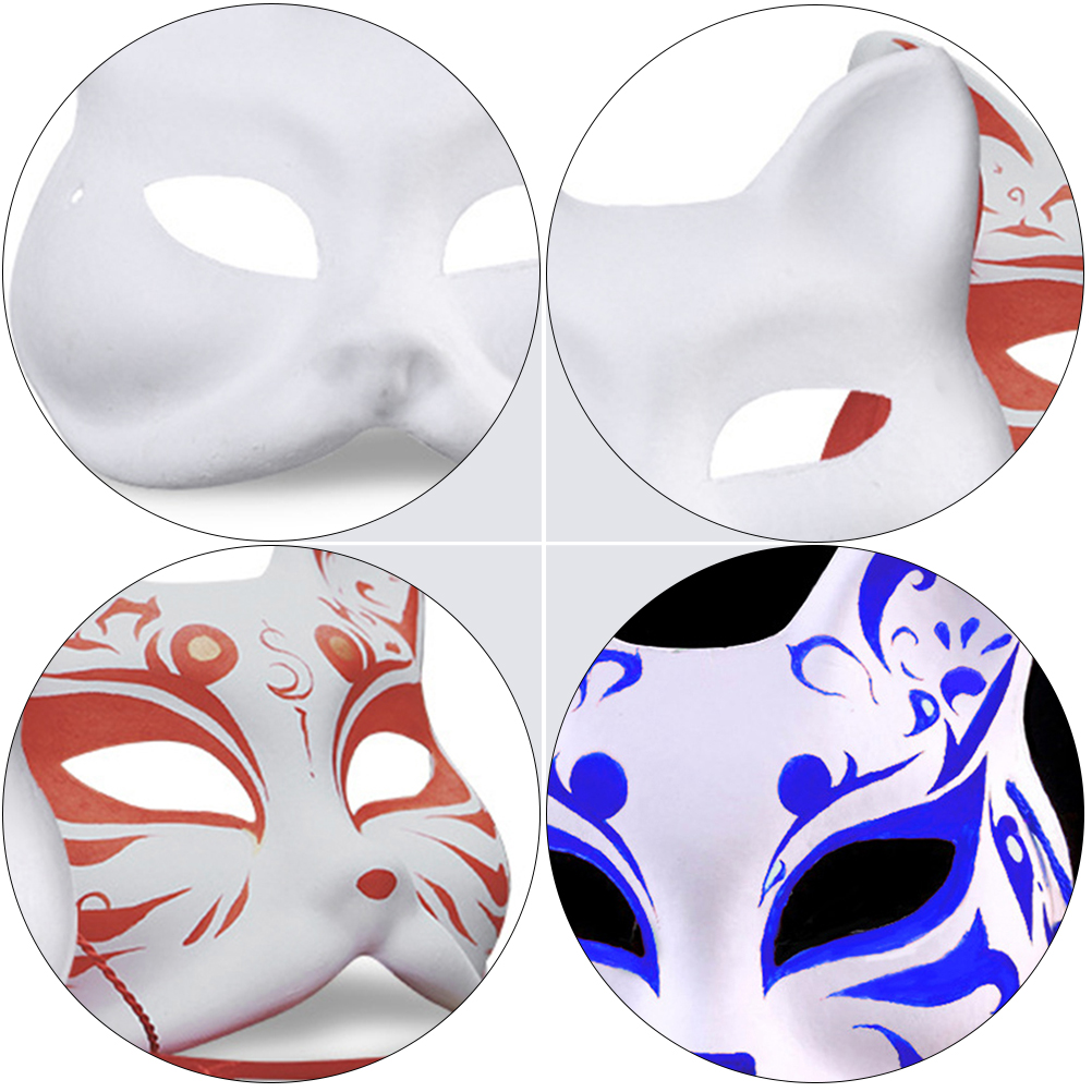 10Pcs DIY Painting Cosplay DIY Cat White Face Paper Masks to Blank Cosplay Blank Masquerade Masks