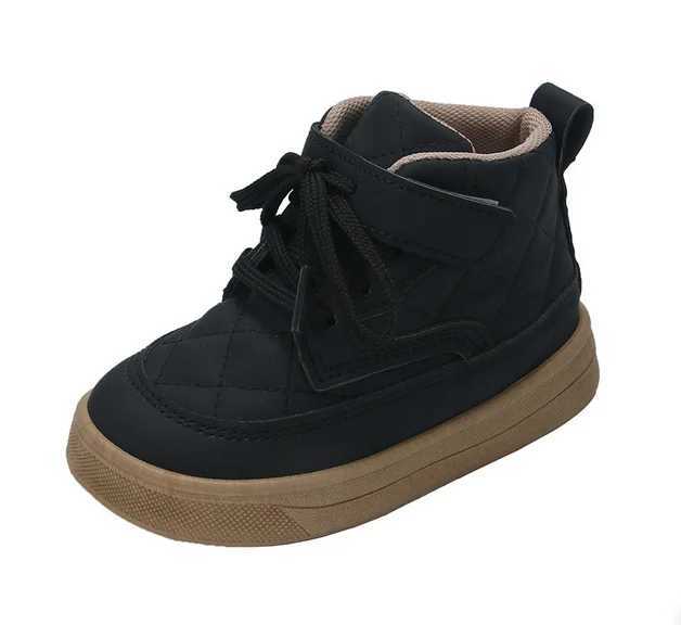 Childrens leather boots high top autumn and winter new sports shoes boys shoes casual shoes lace fashion short and fat sports shoes M241102