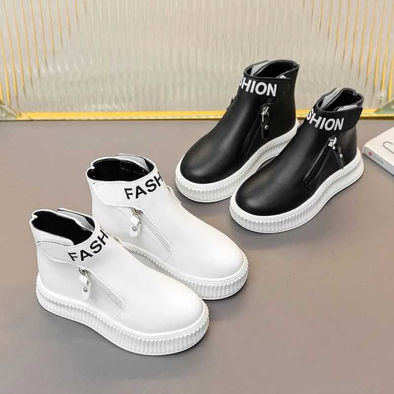 Childrens Fashion Boots Side Zipper Round Toe Classic Solid Anti Slip Boys and Girls Short Boots Size 21-30 M241102