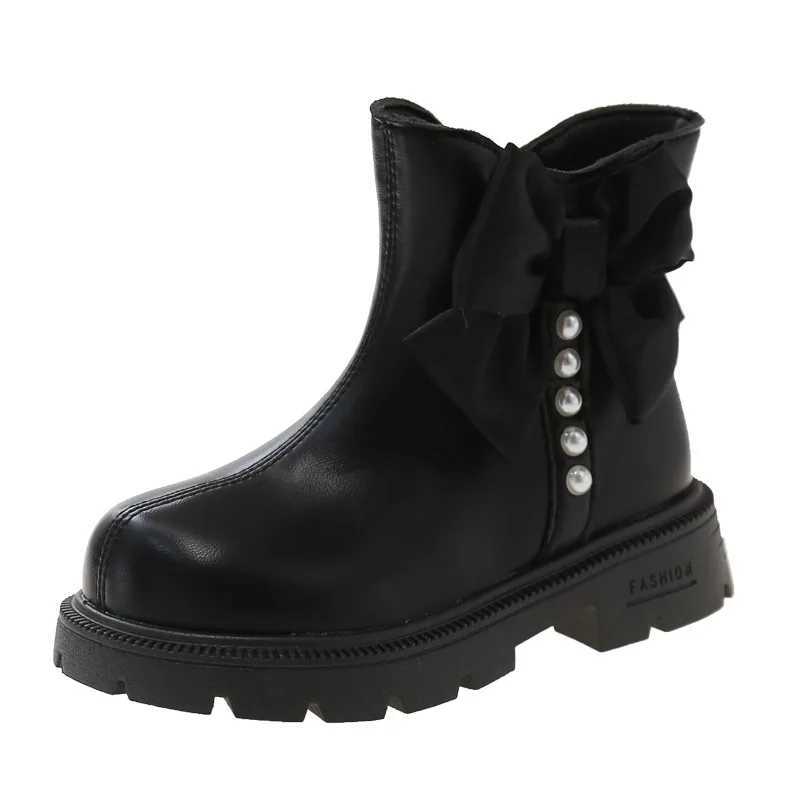 Winter childrens boots elegant and cute girl shoulder ankle boots thick soled childrens cotton boots fashionable bow new style M241102