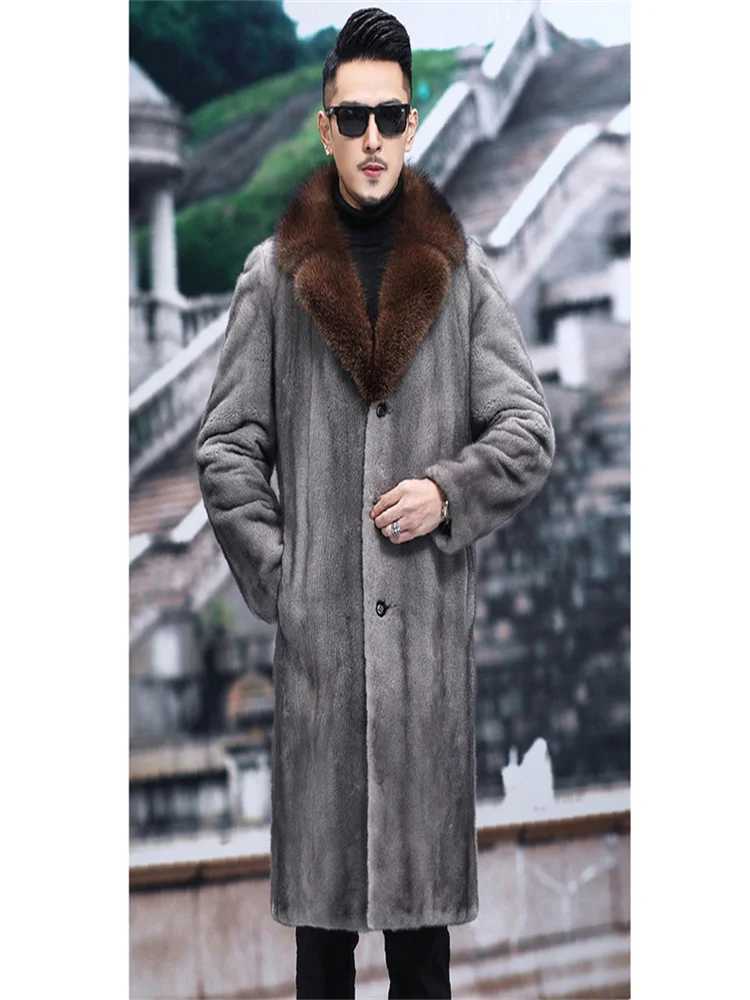 S-6XL Size Fashion Men Winter Jacket Gray Warm Imitation mink velvet Mens Coat Loose Outdoor Sport Casual Long ParkasXJ241102