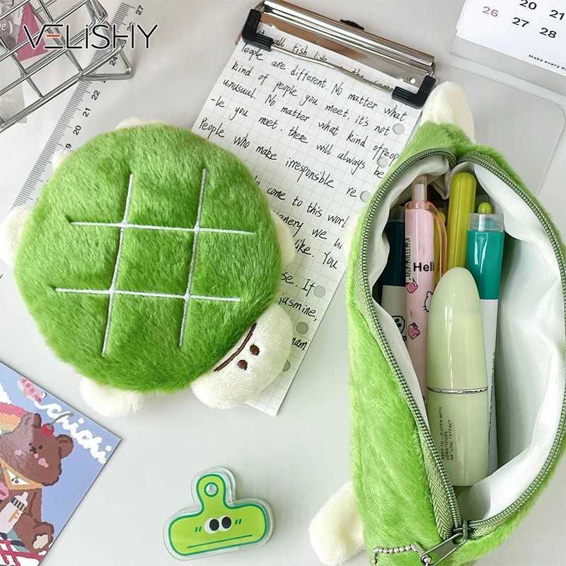 Carto Cute Turtle Pencil Bag Large Capacity Pencil Case Creative Coin Purse School Supplies Multifunctial Storage BagXJ241111