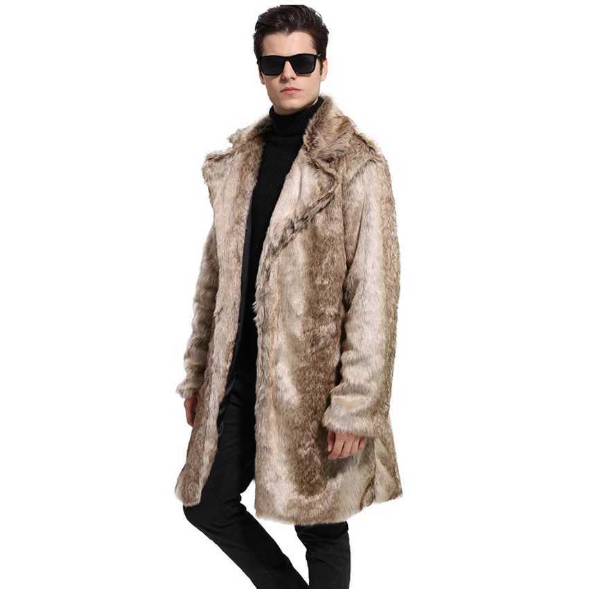 Men hot new winter warm fashion imitation fur coat fur coat fur jacket long mink coat Fur coat men jacketXJ241102