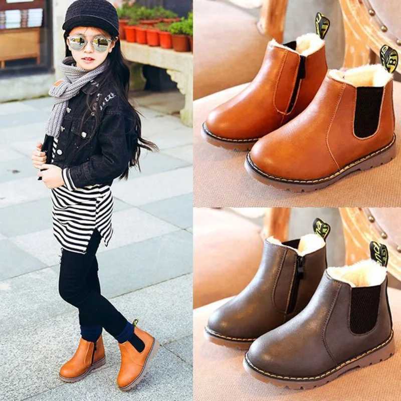Childrens Fashion Boots Autumn Winter Warm Plush Snow Boots Childrens Casual Shoes Anti slip Boys Baby Boots M241102