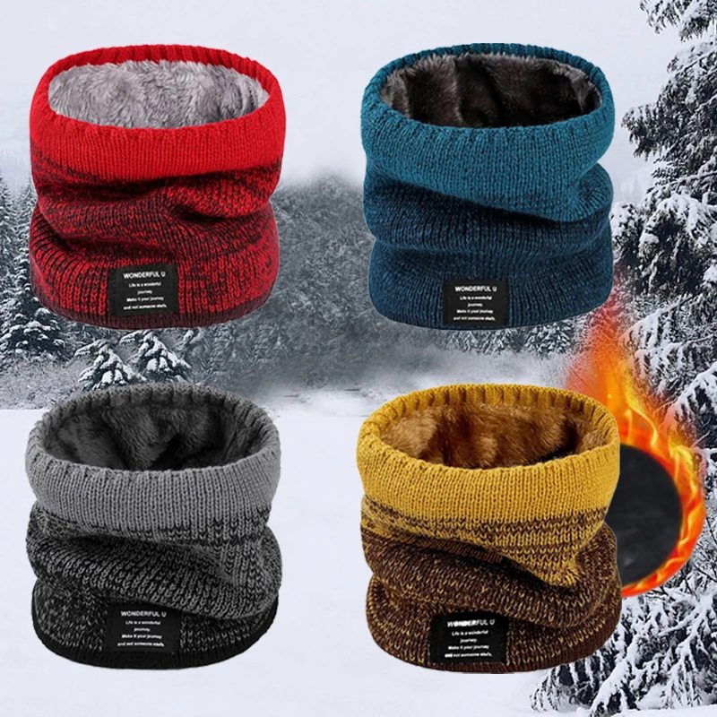 Unisex 2025 Knitted Warm Scarf Winter Autumn Ring new Women Bandana Solid Scarf Fleece Men Headband Neck Scarf Shawl Ski Mask Bike Hood