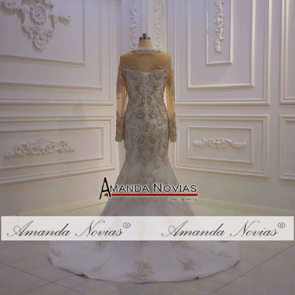 Long Sleeve Sequin 2 In 1 Wedding Dress