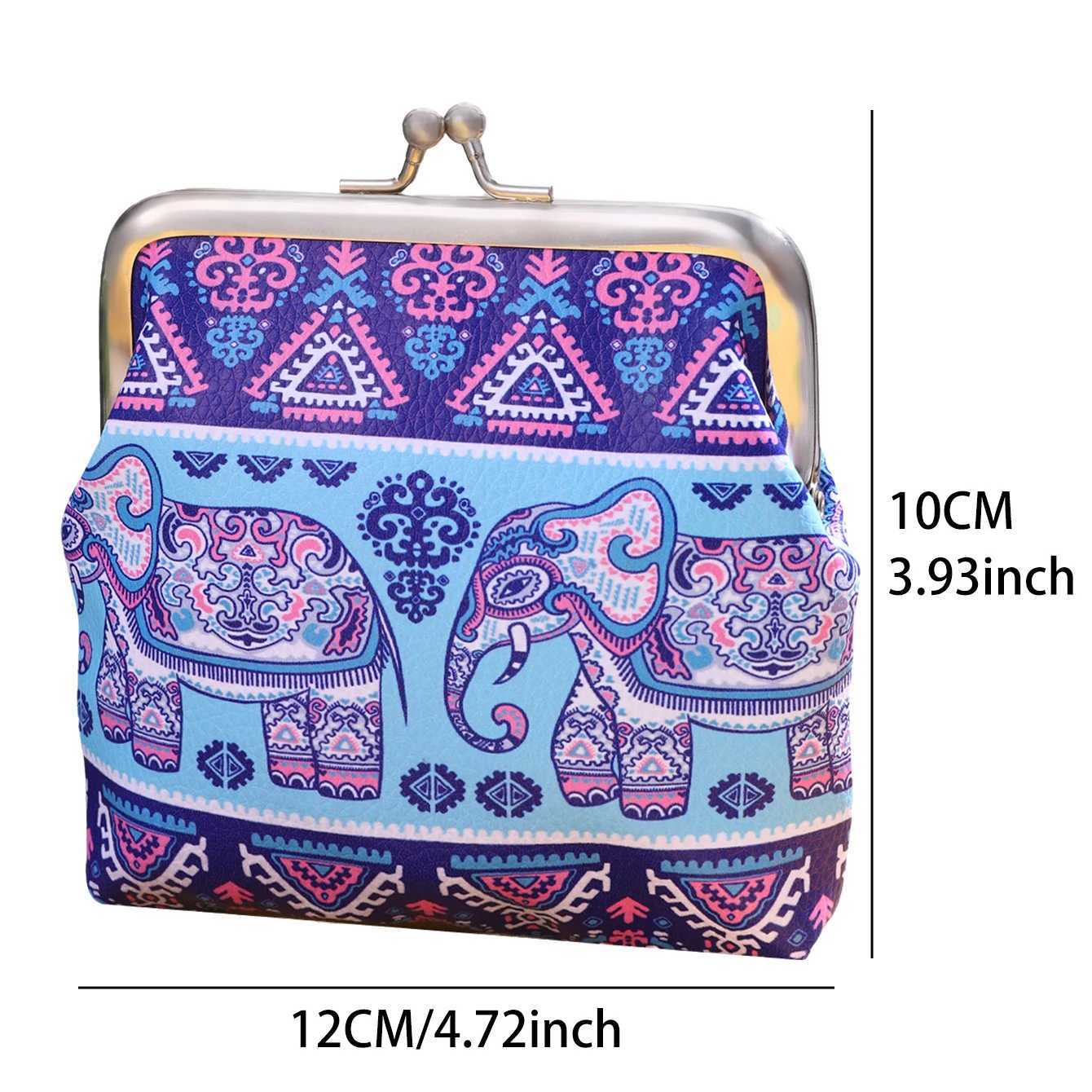 Fiable and portable coin purse with ethnic style elephant print storage bag multifunctial Bosnia mouth red envelopeXJ241111