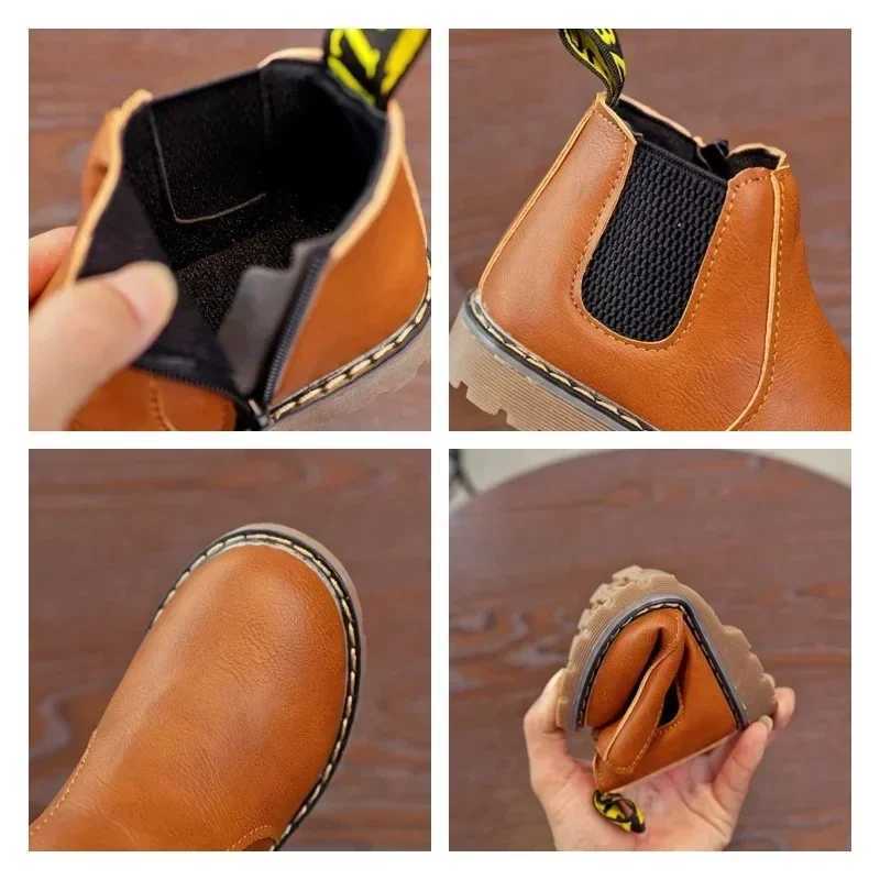 New Winter Childrens Snow Boots Waterproof Childrens Girls Ankle Boots Pu Leather Non slip Rubber Boots Childrens Boys Botas Shoes M241102