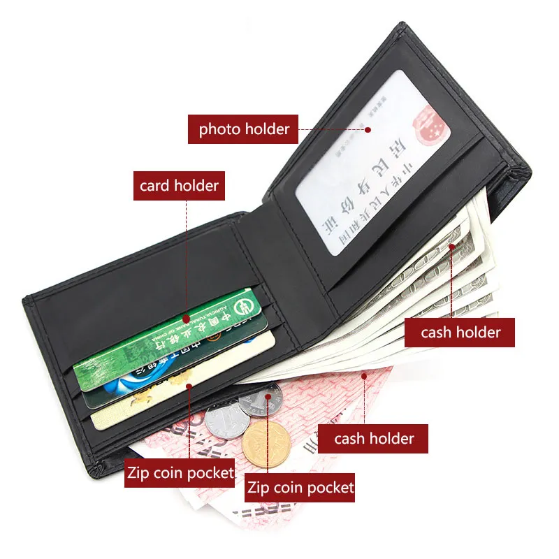 New Short Men Wallets Name Engraving Card Holder Small Male Purses Zipper 2025 Top new Quality PU Leather Simple Money Clips Men's Wallet