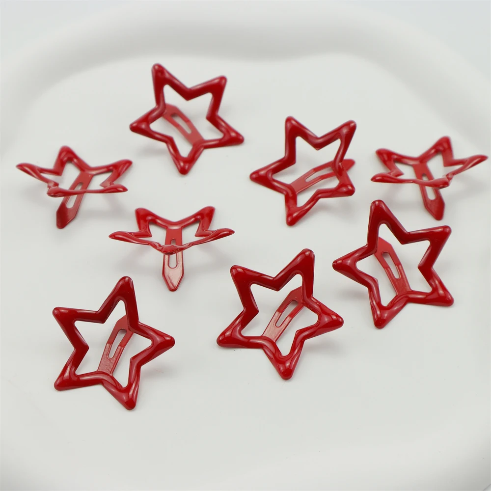 10/15Pcs Red Star Hair new Clip For Girls Waterdrop Barrettes Hairpin For Women Girls Flash Sier Star 2025 Kids Hair Accessories 2023