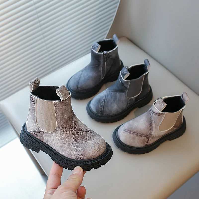 Little Boys Fashion Boys Boots Autumn New Boys and Girls Ankle Boots Zipper Preschool Children Chelsea Boots Anti slip M241102