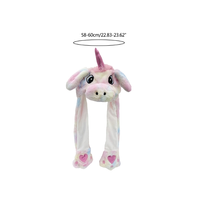 Plush Beanie Hat 2025 Soft Warm Caps with Ear Flaps Winter Party Crazy Hats new Cute Animal Moving Ears Costume Accessory Dropship