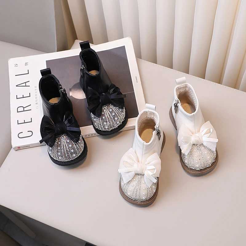 Childrens short boots side zipper girls princess boots big sweet bow new childrens ankle boots anti slip temperature M241102