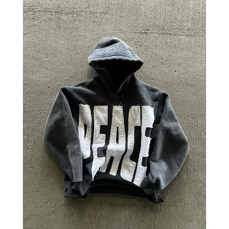 2024 Applique Street Fashion Mens Y2K High Street Sports Zipper Open Fleece Hoodie Fashion Pink Loose Sports Jacket 241031