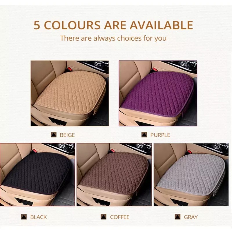 Flax Car Seat Cover Four Seasons Front Rear Linen Fabric Cushion Breathable Protector Mat Pad Auto Accessories Universal Size