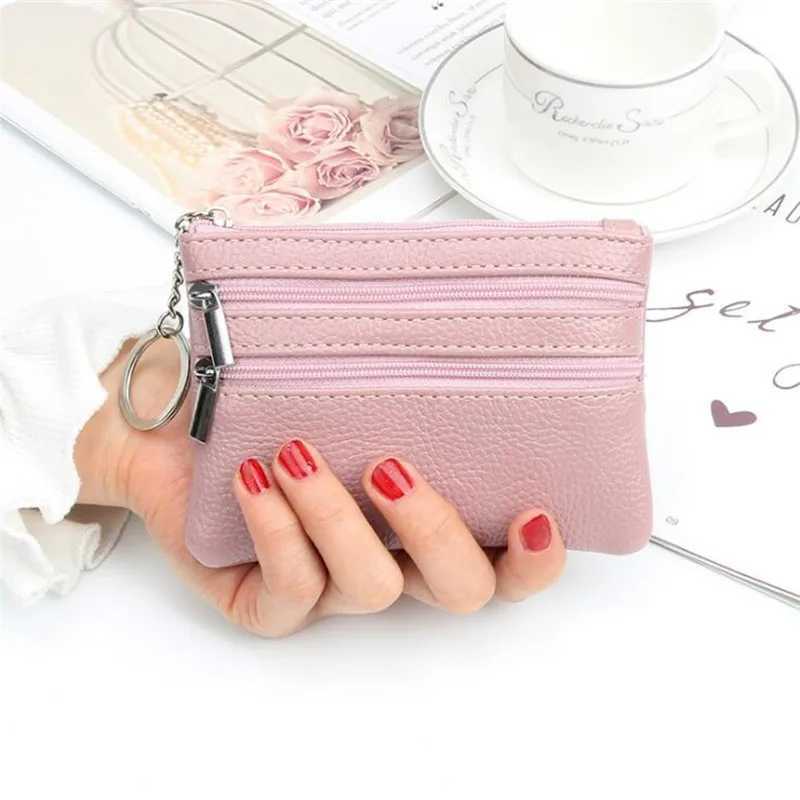 2 Zip Women Genuine Leather Coin Purse Female Wallets Women Zipper Coin Purses Card Holder Children Storage Pocket Bags PouchXJ241111
