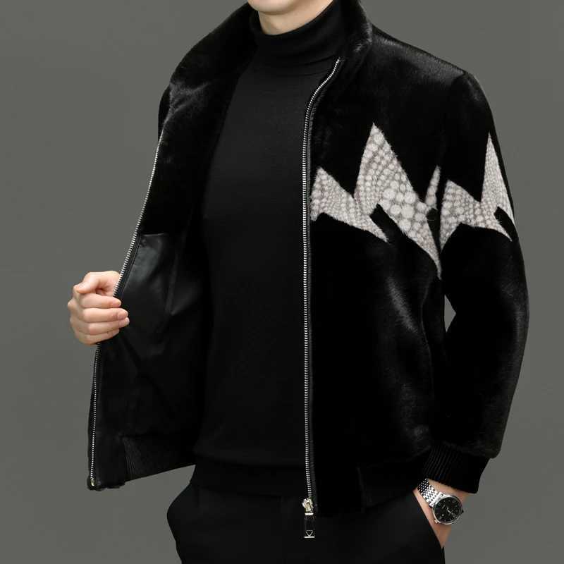 YEAE Luxury Imitation Fur Coat Men 2024 Designer Clothes Men Lapel Male Coats for Winter Mens Jacke Mens Clothing OvercoatXJ241102