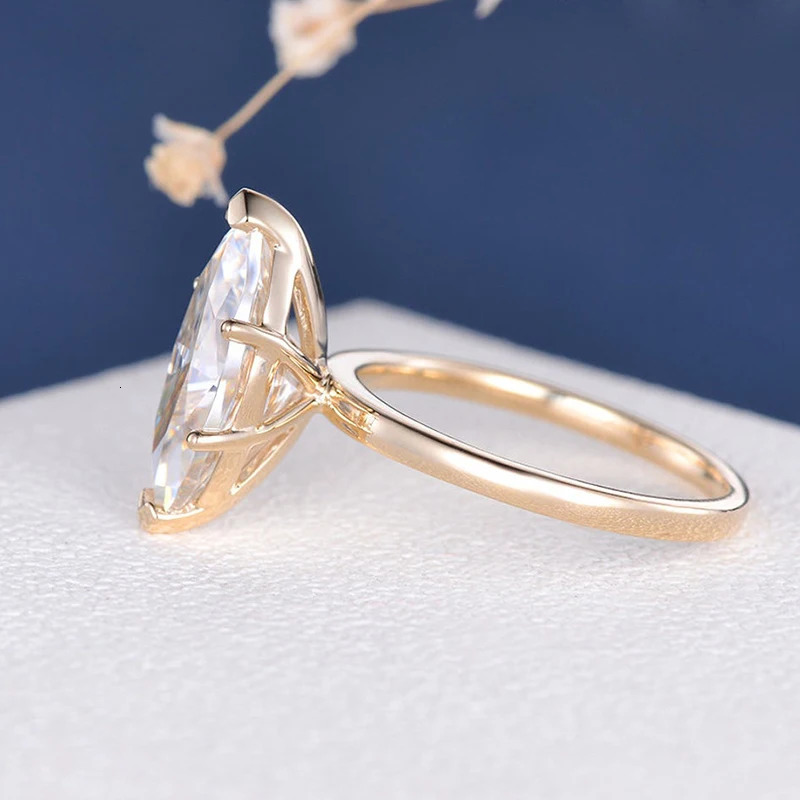 CxsJeremy Solitaire 14K Yellow Gold 3ct Marquise Cut 714 Engagement Ring Simple Minimalist Stackable 240402