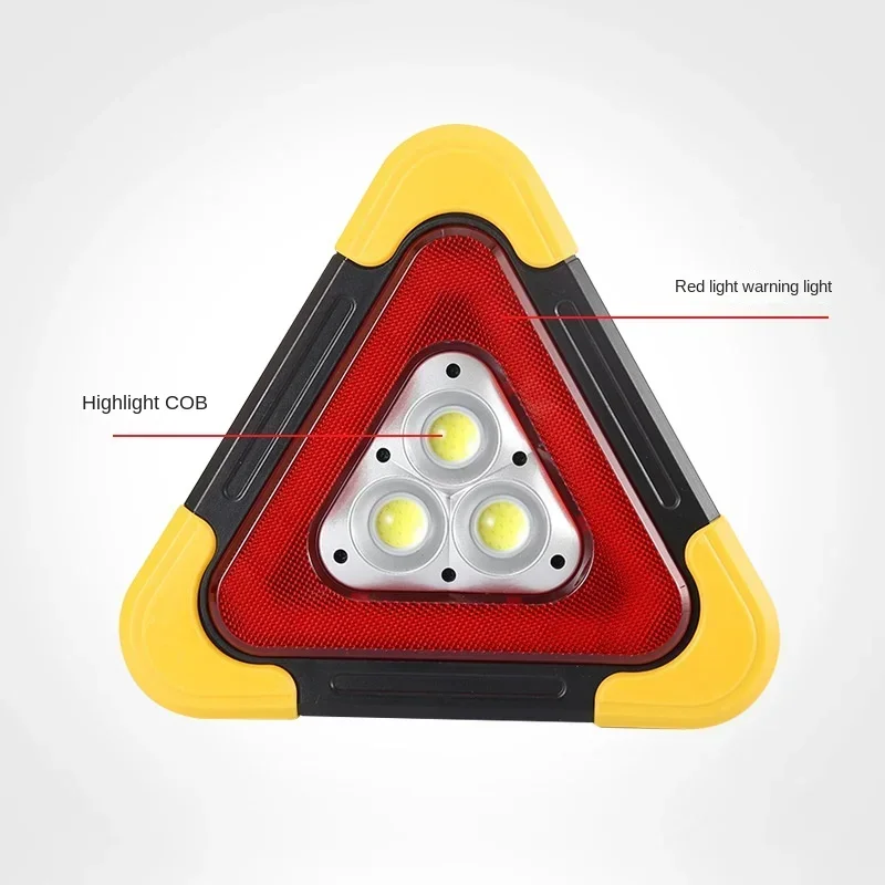 Portable Three-in-one Car Emergency Breakdown Warning Triangle for Car Tripod with LED Lighting and USB Charging Port