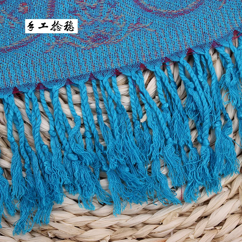 Big Jacquard Luxurious Cashew Paisley Pashmina Boho Women's Shawls Muslim Head Wrap Ladies Winter Ethnic Fringed Travel Scarves smile