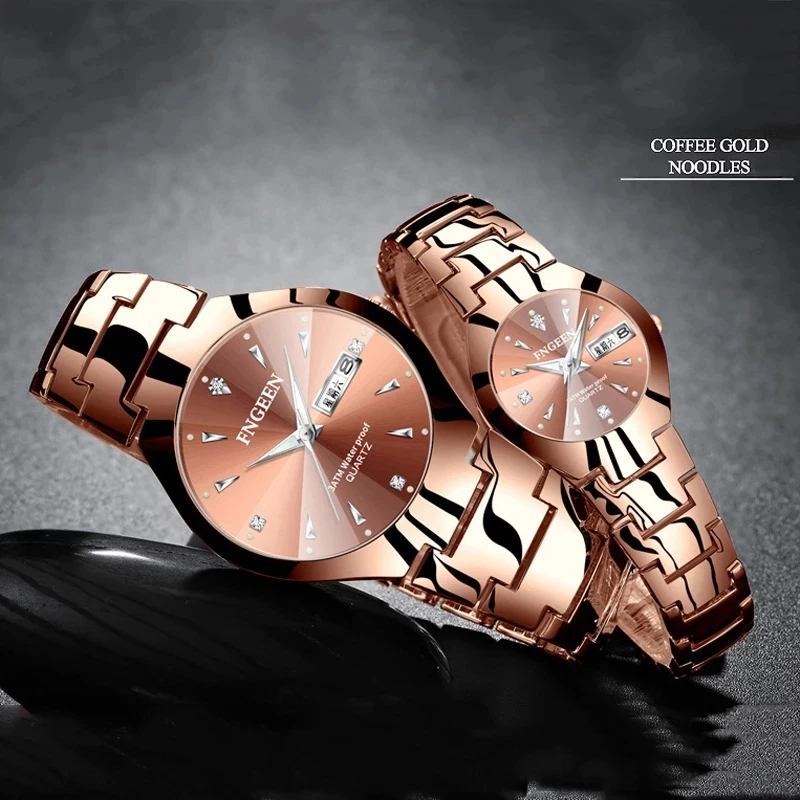 2023 Classic Watch Sets for Her and Him Women Men new Steel Black Couple Items for Lovers 2025 Wristwatches Relogio Feminino