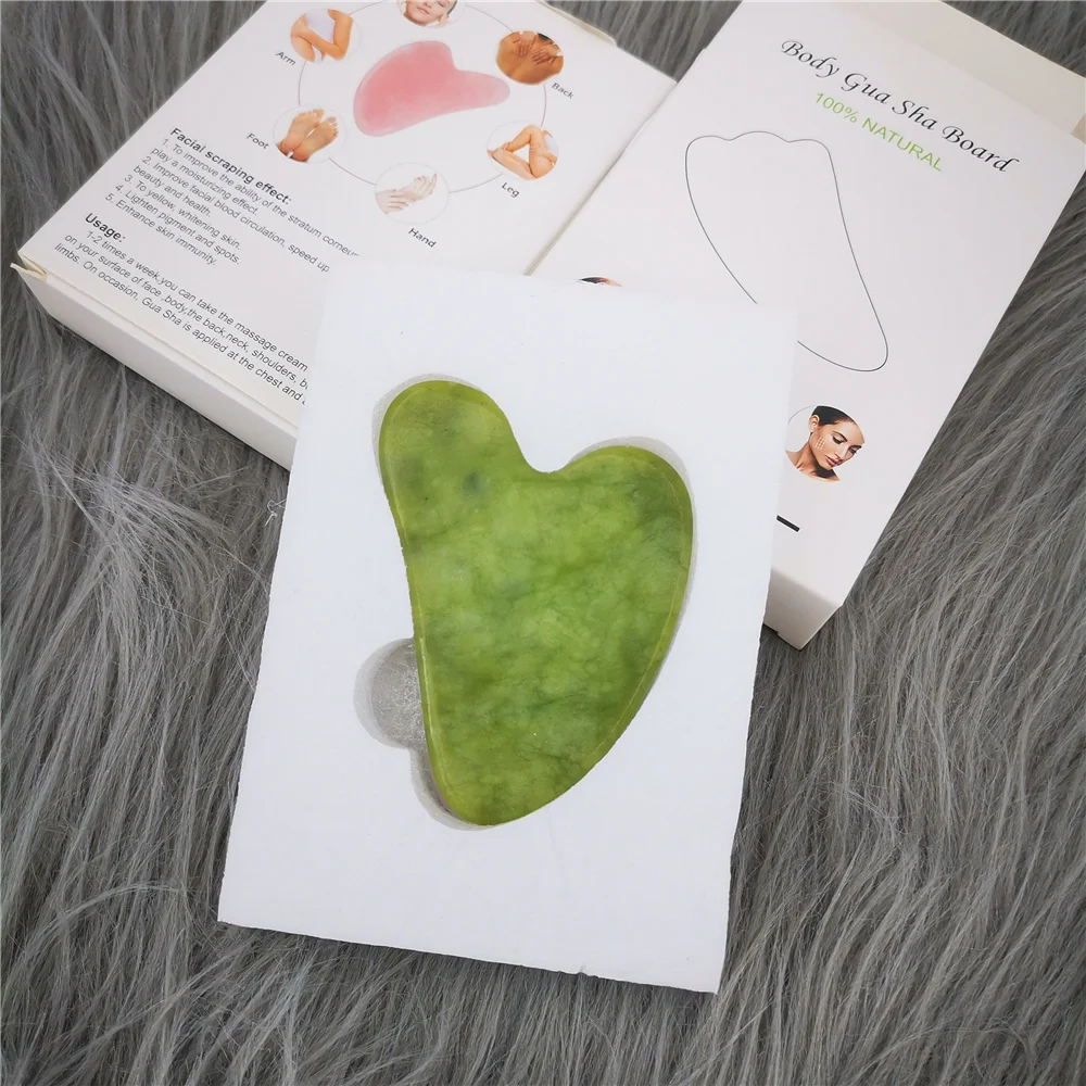e cc Gua Scraper Jade Natural Sha Board Massage Rose Quartz Guasha Stone For Face Neck Skin Lifting Wrinkle Remover Beauty Car sha