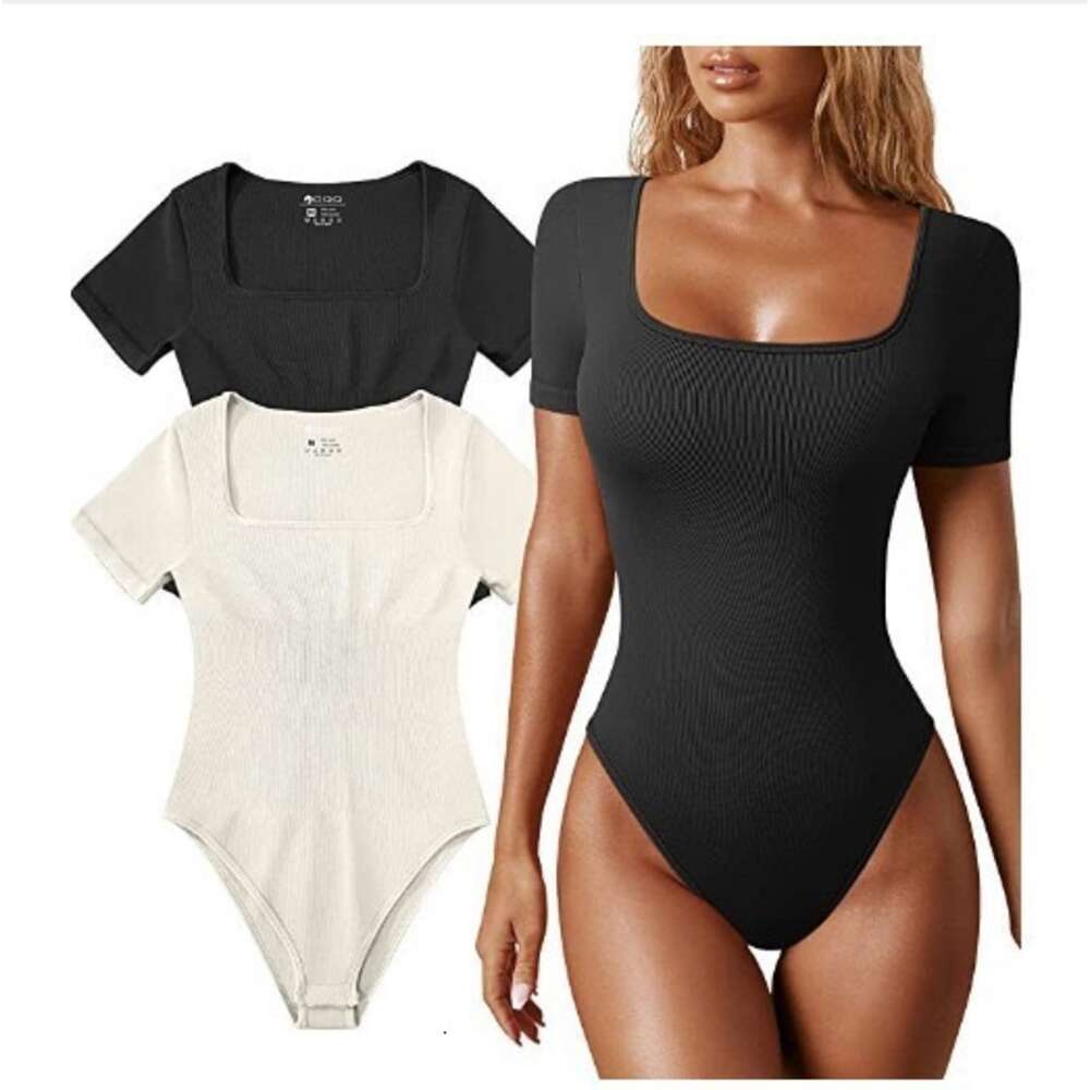 2024 Summer Women's Yoga Exercise Ribbed Short Sleeve Sports Jumpsuit