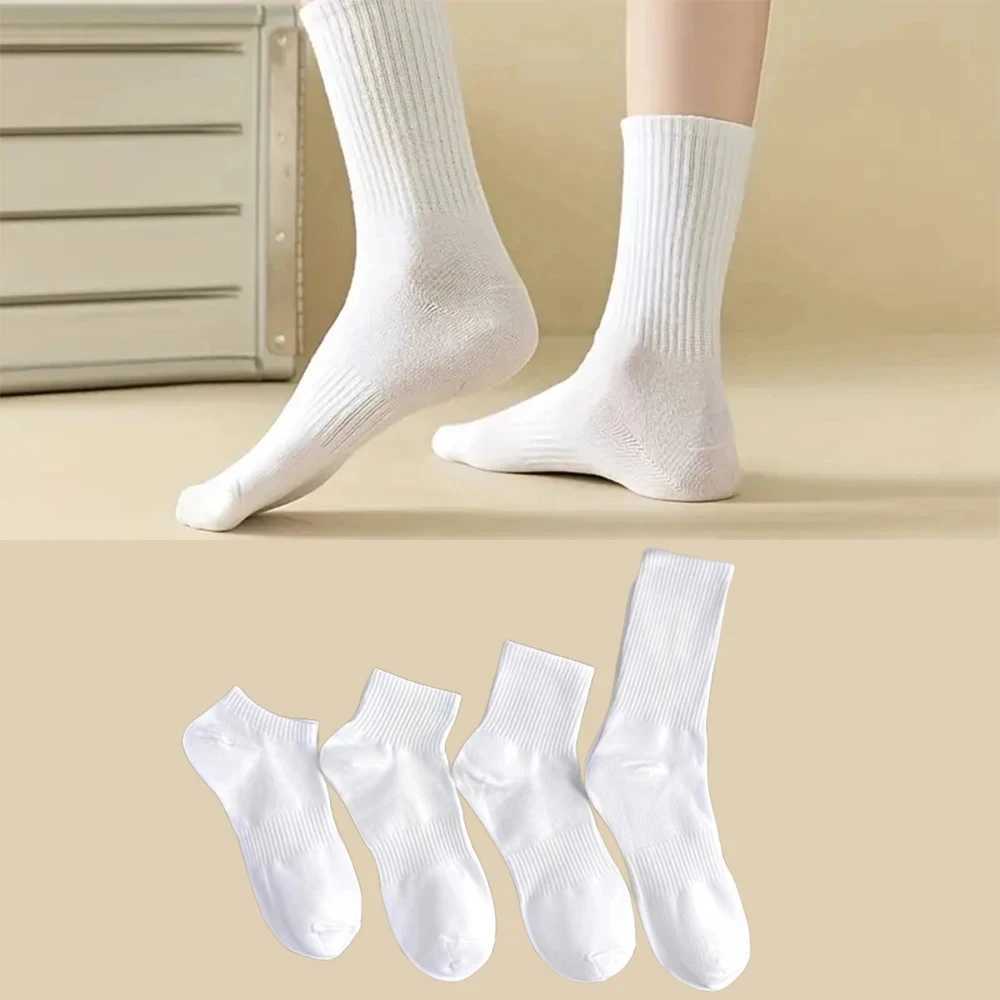 4 Pairs Solid Colour Black White Multiple Style Soft Breathable Sports Ankle Mens Womens Summer Autumn Business LX241102