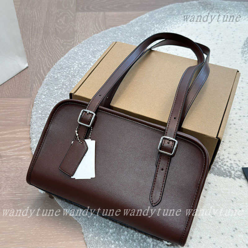 High Quality Womens Shoulder Bag Designer Bags Fashion Swing Zip Armpit Wallet 25cm Luxury Leather Lady Bowling Handbag Dark Brown Hobo Crossbody Purse
