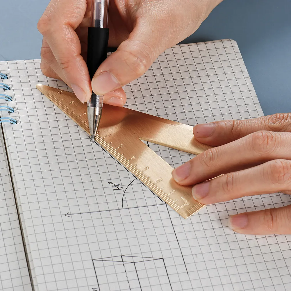 Vintage Brass Straight Ruler for Students Metal Triangle new 2025 Ruler Protractor Measuring Tool Creative Stationery School Supplies