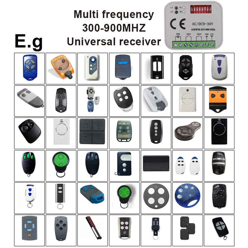 Universal Garage Receiver 300-900MHz RX-Multi Frequency Switch 2025 Module For 433 new 868Mhz Remote Control Transmitter Gate Door Opener