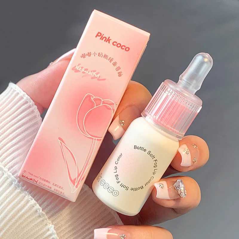 Pink feeding bottle mirror lipstick watercolor glass lip color lasting moisturizing liquid lipstick Korean cosmetics W241101