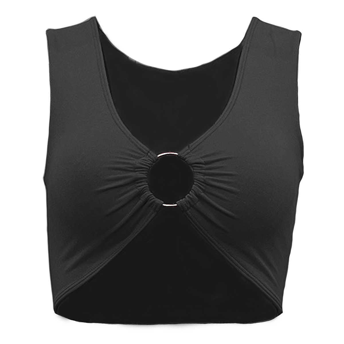 Womens Tshirt WoMens Summer Exposed Navel Woman Vest Womens Knits V-neck Solid Color Small Metal Ring Hollow Open Back Sexy Slim Fit Vest 241024