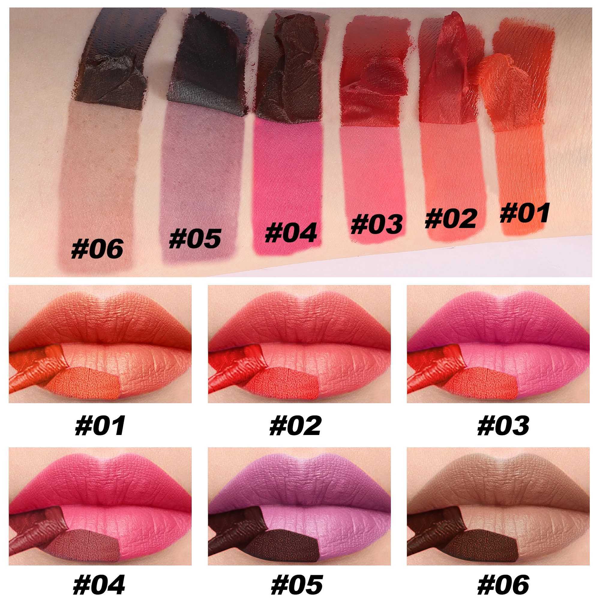 Handaiyan 6-color tear pull waterproof matte lip gloss long-lasting and easy-to-use matte finish base color lip color makeup W241101