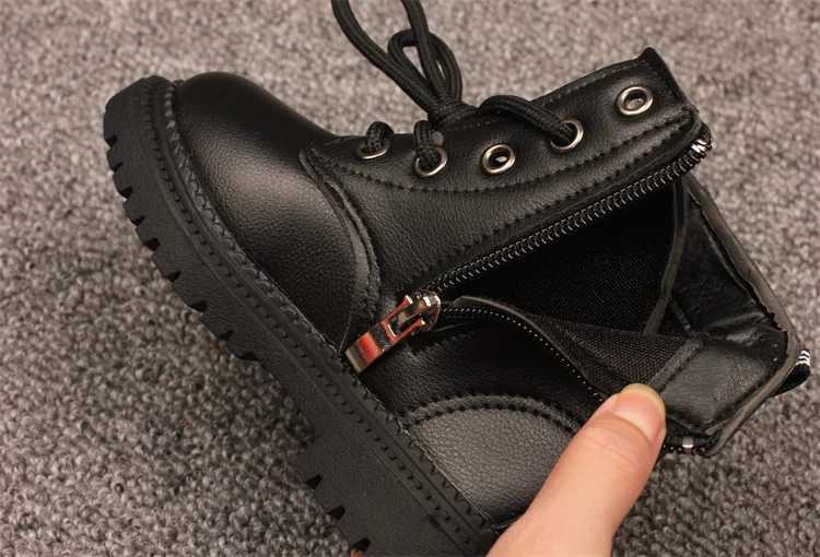 Childrens leather anti slip single boots new UK Sle childrens trendy boots boys and girls soft lace zipper ankle boots hot M241102