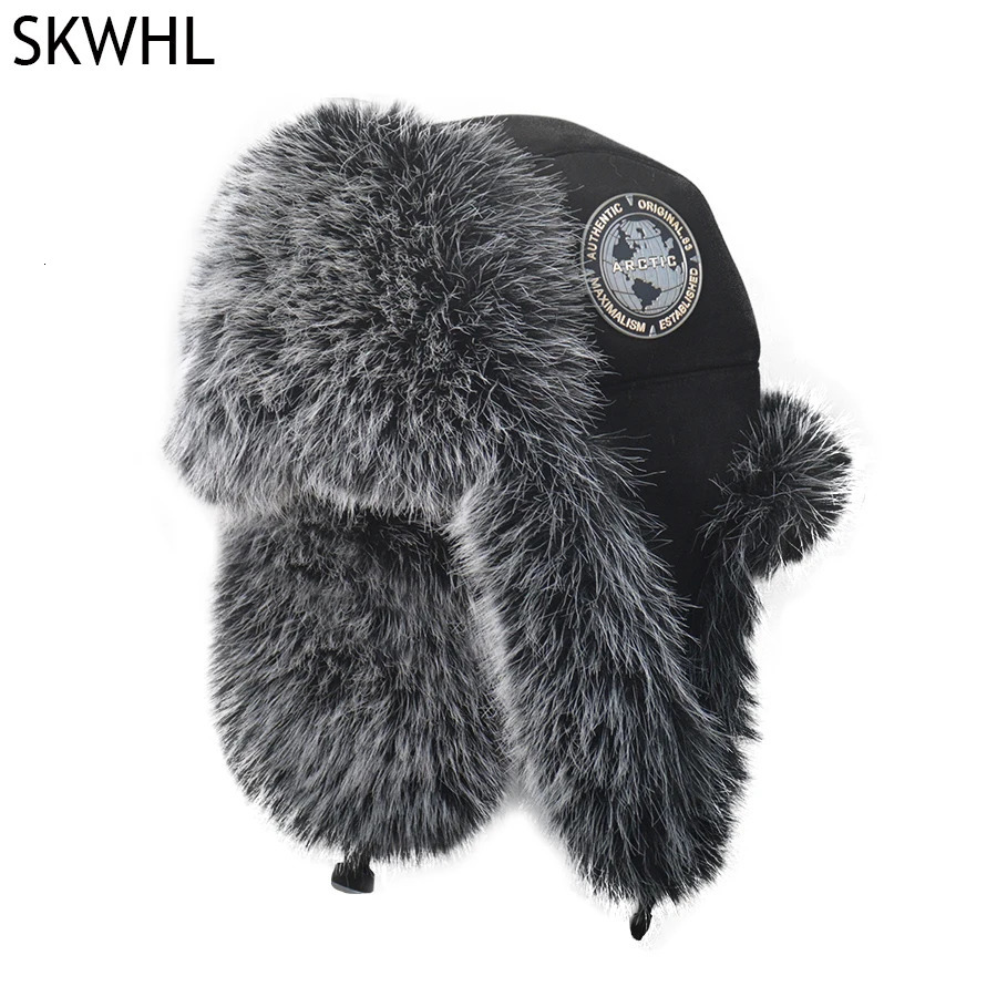 Unisex mens Russian womens hunting hat bomber warm cavalry earmuffs winter skiing hat solid fluffy faux fur hat headwear hat 241031