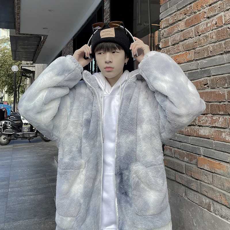 Handsome Lambwool Padded Jacket for Men Faux Fur Thickened Winter Lapel Coat 2023 New Fashion High Street Bigh Coats Top Q11XJ241102