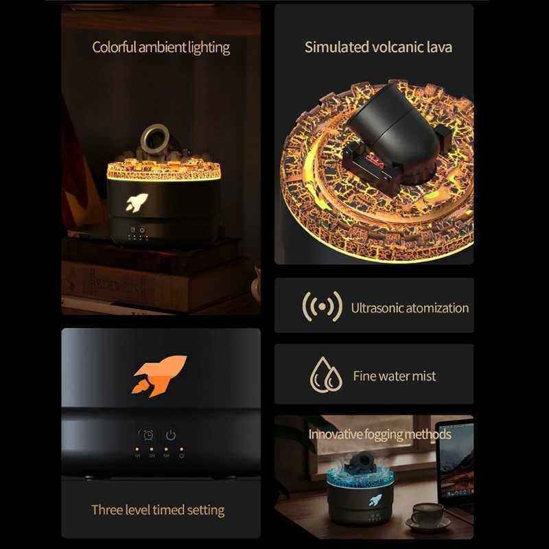 Volcanic Cannons Air Humidifier Aromatherapies Diffusers Maker Essential Oil Difusor for Home Desktop 280mlC241102