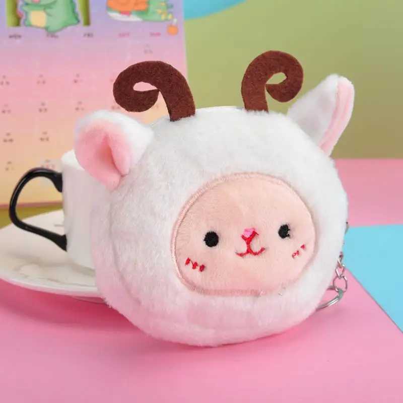 Animal Coin Purse Zipper Wallets Free Shipping Items Women Medero Carto Plush Cute Creative Small Purse With KeychainXJ241111