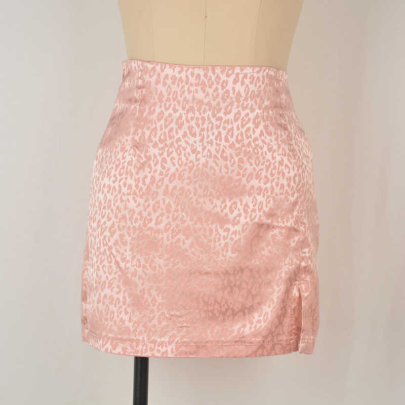 Leopard Print Career Skirts For Women Vintage Hip-hugging Skirt Summer Leopard High Waist Split Skirt Sexy Jacquard Satin Zipper Skirt 241023