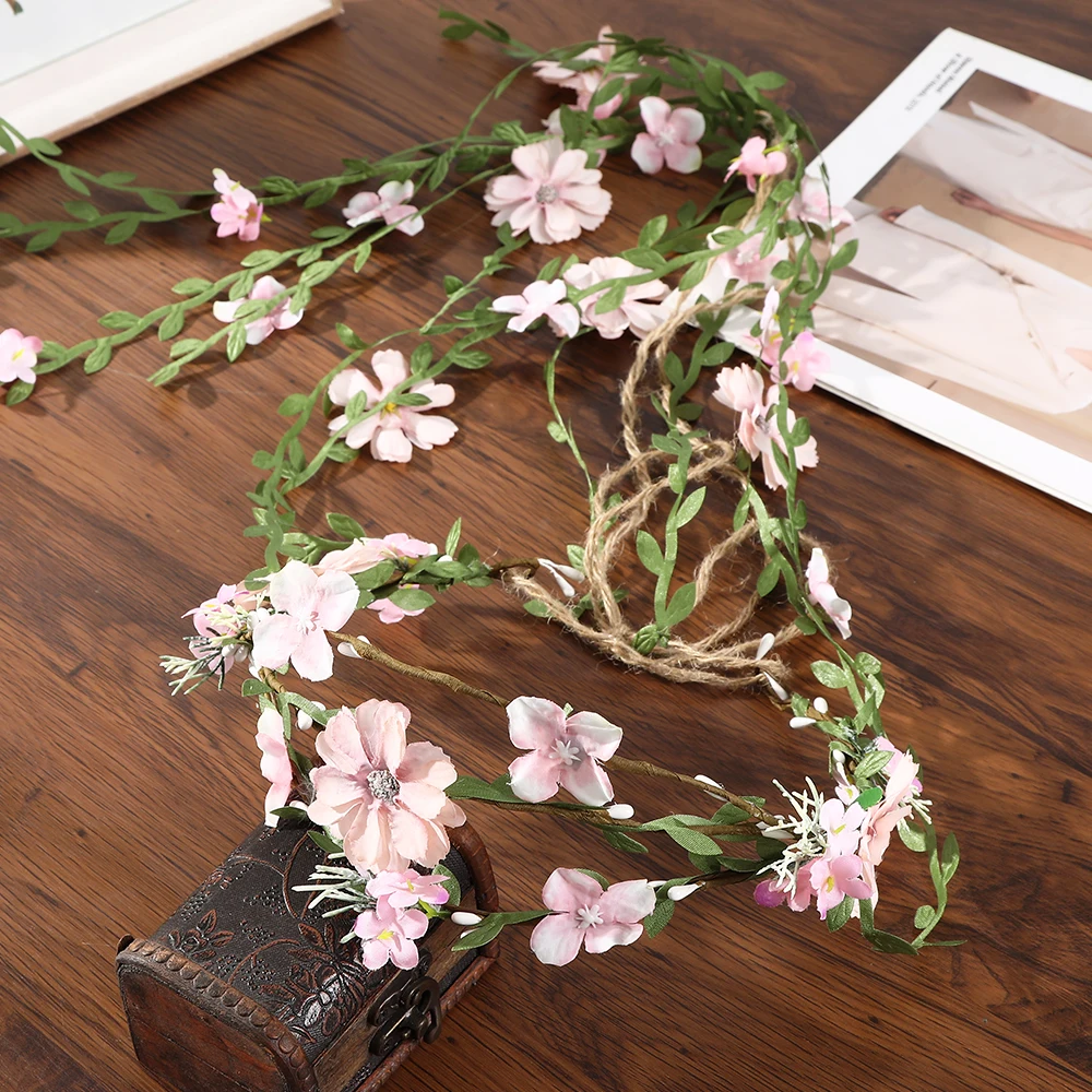 AWAYTR Women Girls Vine 2025 Flower Headband Bride Flower Crown Hairband Hair Accessories new Wedding Party Spring New Wreath Headwear