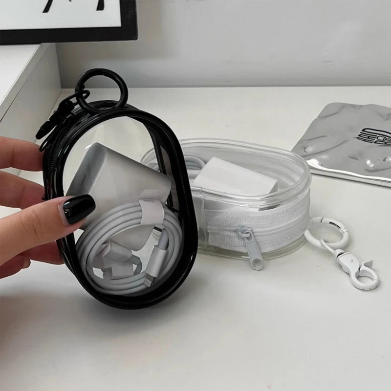 Transparent Storage Box Jewelry Organizer Data Cable Protective Cover Portable Doll Toy Pouch Keychain Bag Zipper Coin Purse 241029