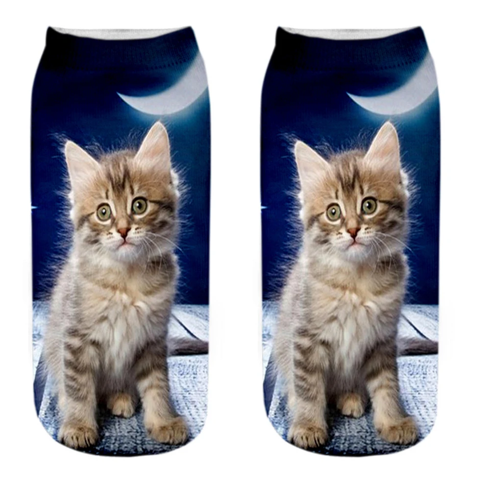 1 Pair New 3D Printed Funny Cool Ghost Cat Unisex Short Socks Creative Colorful Multiple Low Ankle Socks new 2025 Halloween Gift Socks