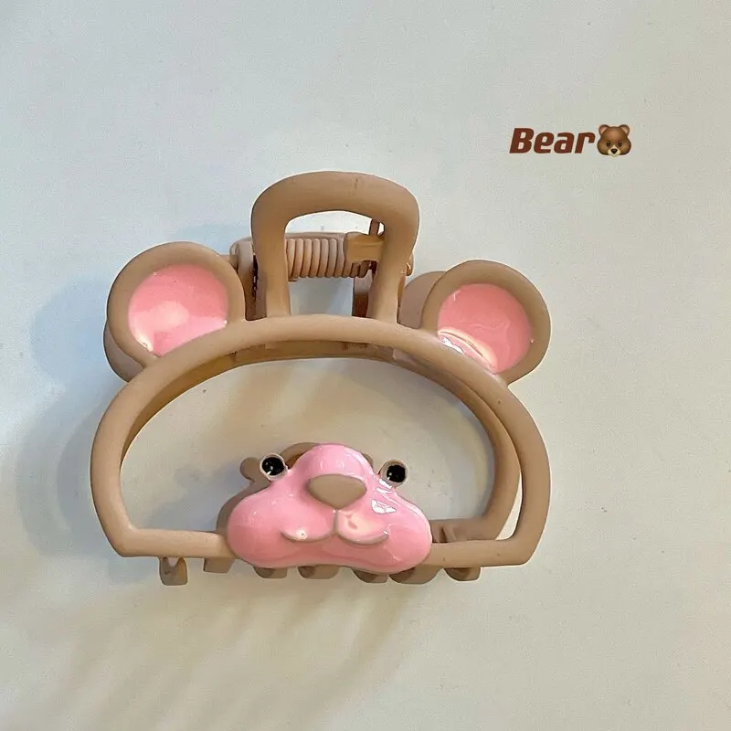 1/2pcs Pink Cat Bear Hair new Claw Simple Wild Geometric Women Girls Gift Clamps Hair Crab Metal Hair Clip 2025 Claw Accessories Headwear