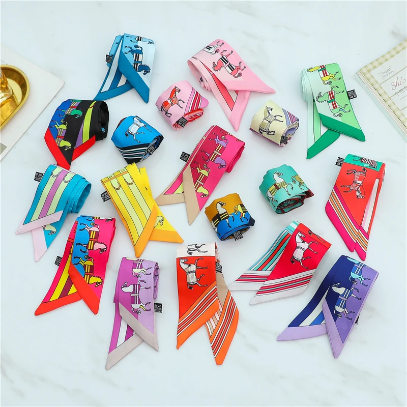 Long Lady Bag new Silk Scarf Skinny Neck Hair Scarfs For Women Band Headwear 2025 Handbag Tie Ribbons 2022 New Handle Wraps Summer