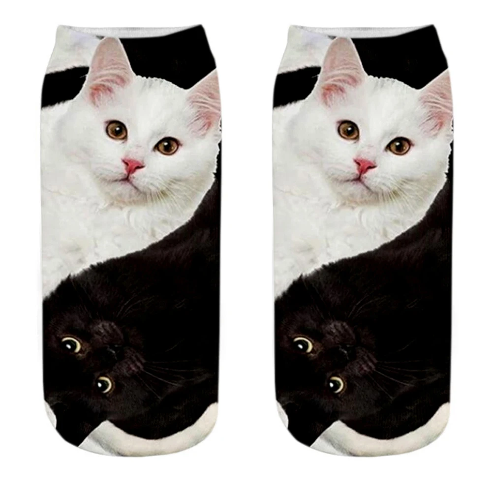 1 Pair New 3D Printed Funny Cool Ghost Cat Unisex Short Socks Creative Colorful Multiple Low Ankle Socks new 2025 Halloween Gift Socks